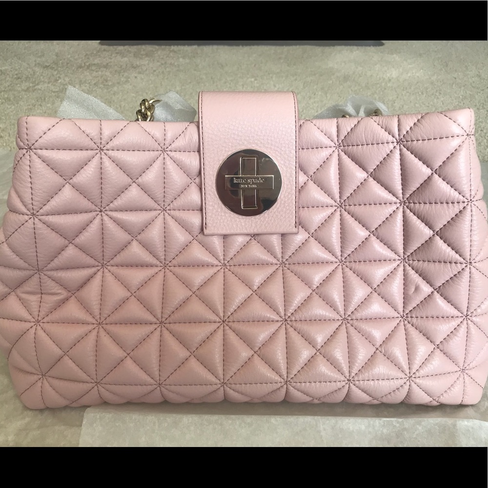 Pink leather quilted Kate Spade purse
